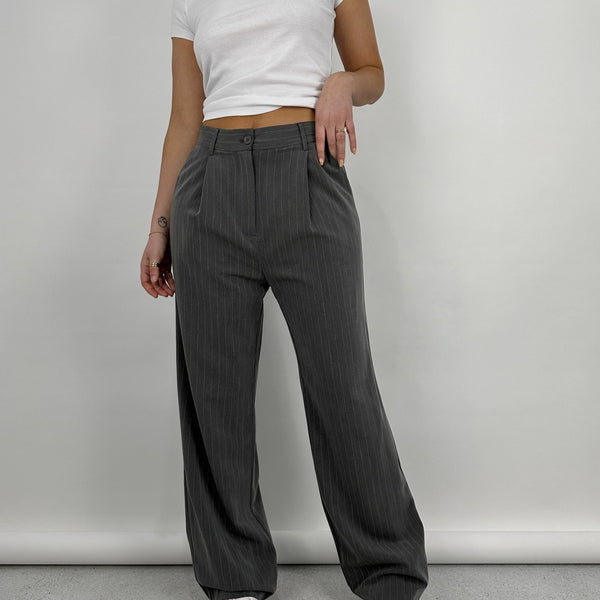 LTS Tall Women's Black Pinstripe Stretch Wide Leg Trousers | Long Tall Sally