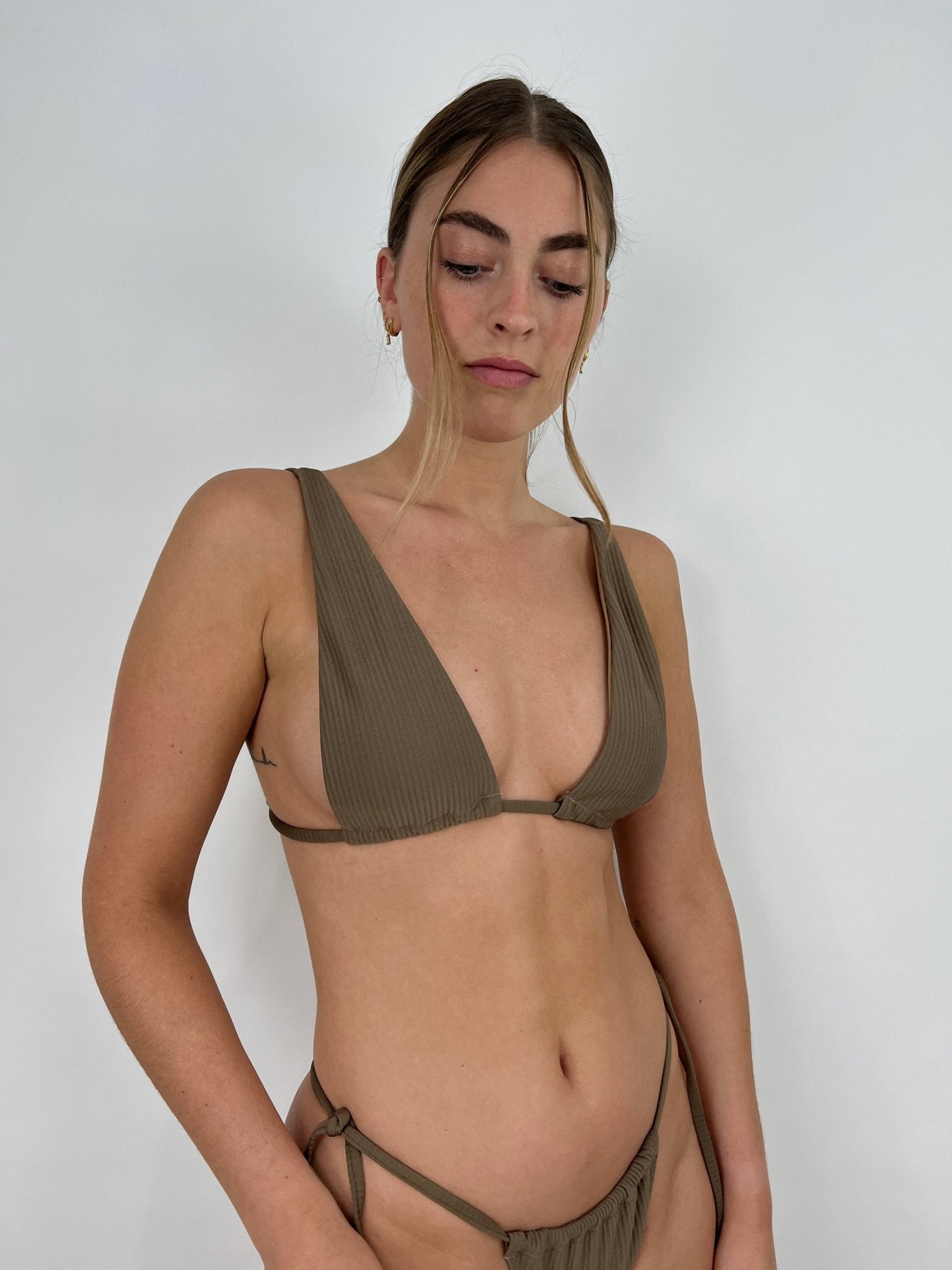 The Palms Tie Bikini Top In Light Brown