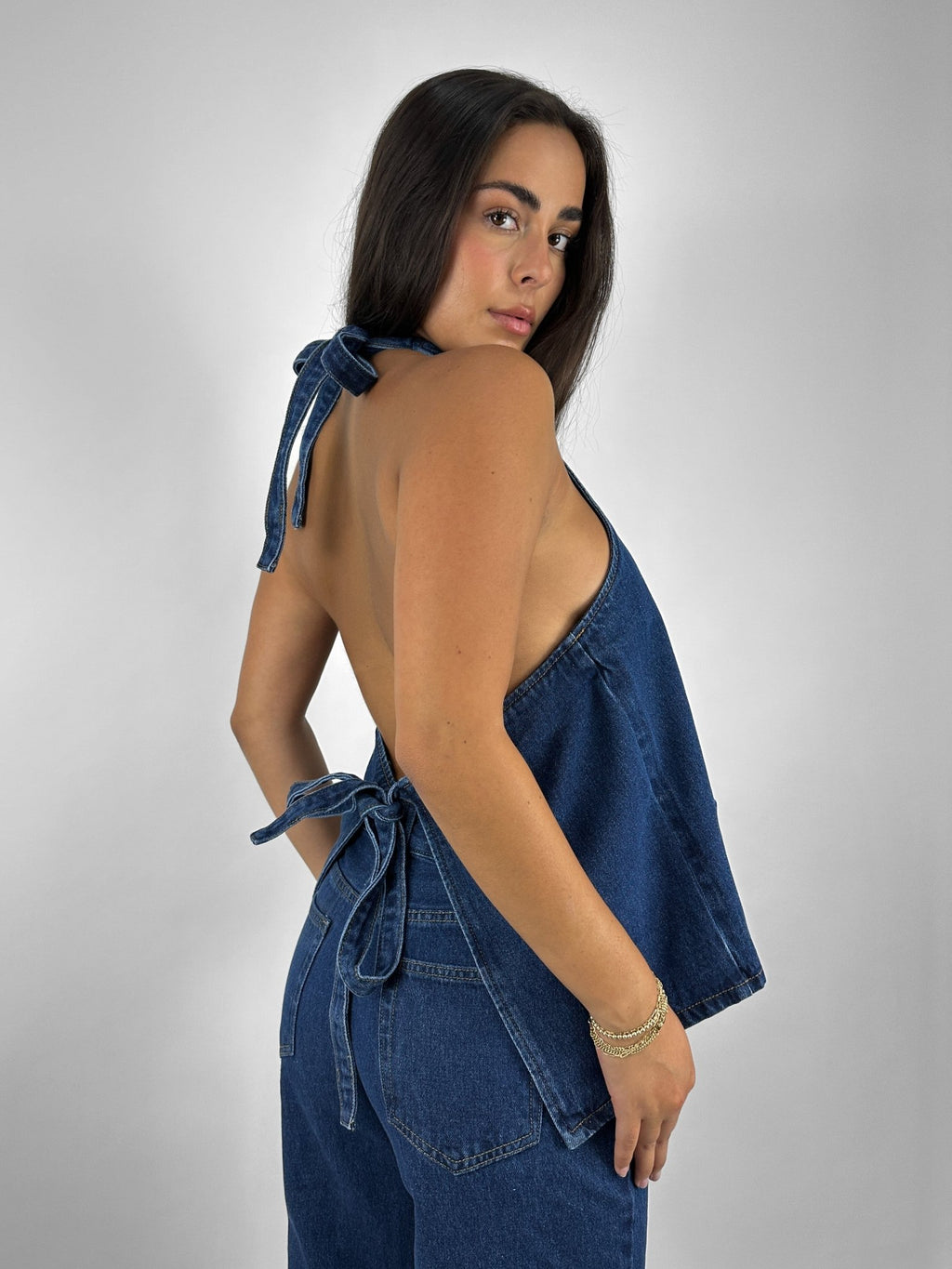 Tie Back Denim Halter Vest – Vamp Official